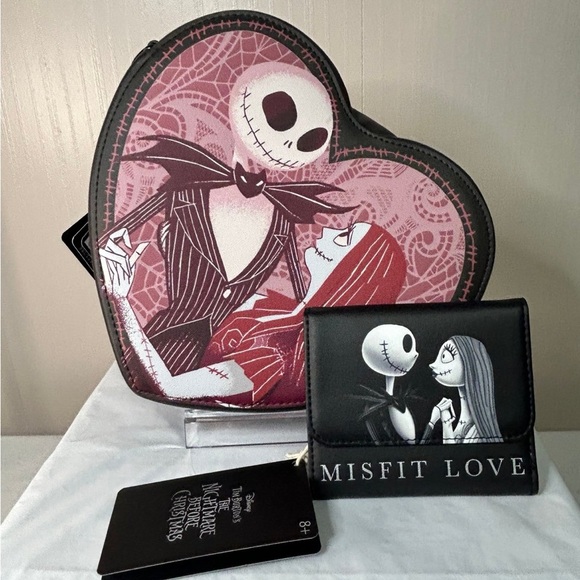 Loungefly Nightmare Before Christmas Heart Bag and Wallet - Picture 1 of 6